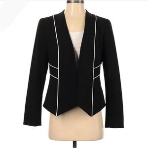 Black Womens Label by Evan-Picone Contrast-Trim Jacket
